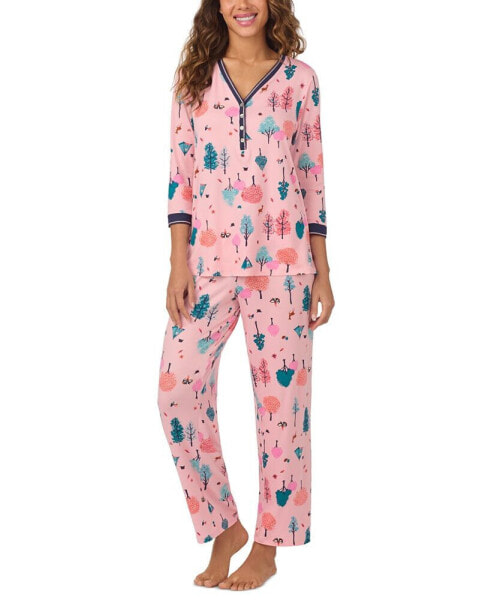 Women's 2-Pc. Printed 3/4-Sleeve Pajamas Set