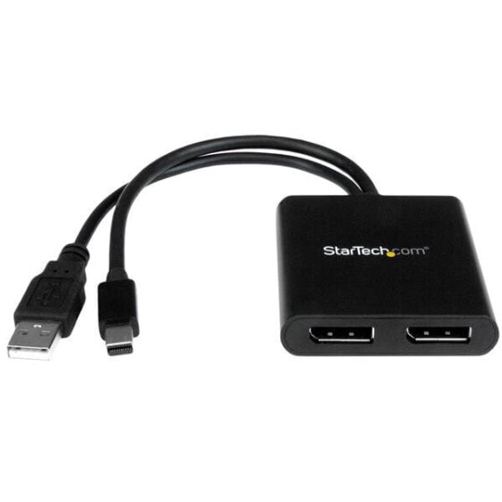 StarTech.com 2-Port Multi Monitor Adapter - Mini DisplayPort to 2x DisplayPort MST Hub - Dual 4K 30Hz - Video Splitter for Extended Desktop Mode on Windows PCs Only - mDP 1.2 to 2x DP - Mini DisplayPort - 2x DisplayPort - 3840 x 2160 pixels - Black - Plastic - 4K Ultr