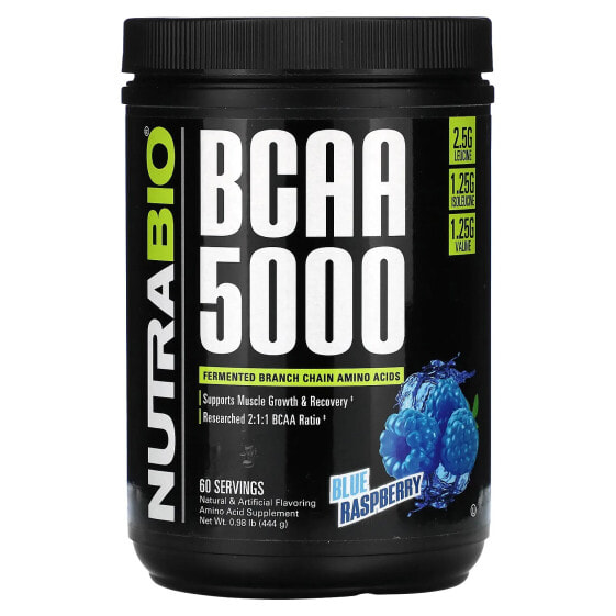 BCAA 5000, Blue Raspberry, 0.98 lb (444 g)