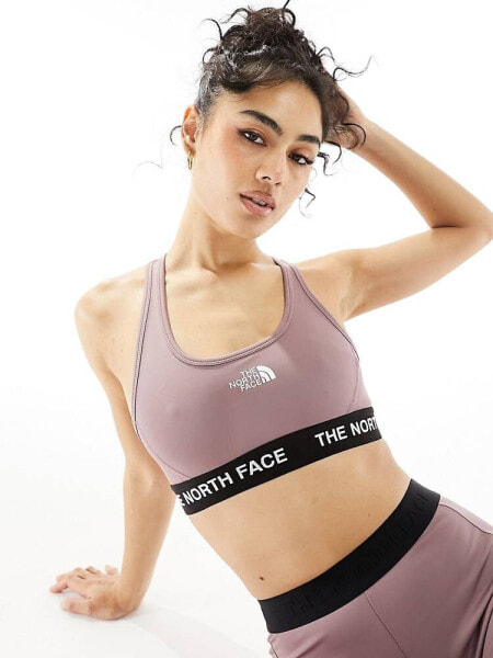 The North Face Training Tech mid support sports bra in purple