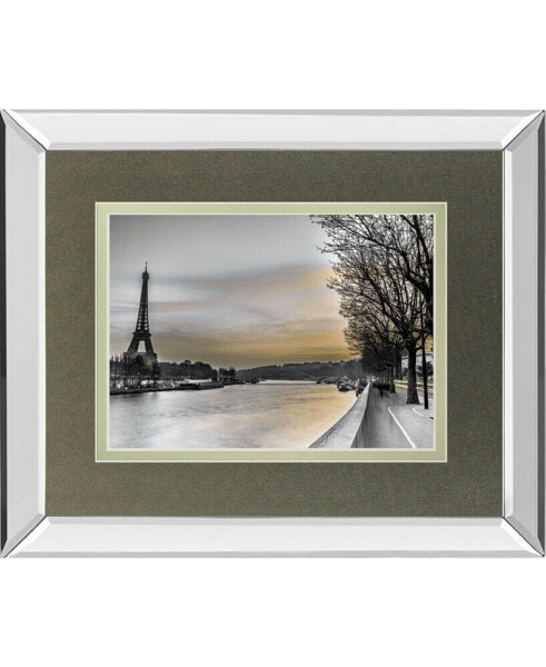 River Seine and The Eiffel Tower by Assaf Frank Mirror Framed Print Wall Art - 34" x 40"
