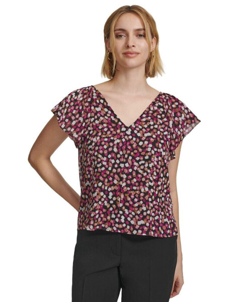 Women's Printed Short-Sleeve Blouse