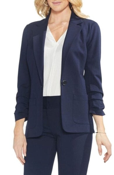 Vince Camuto Ruched Sleeve Ponte Blazer Navy S