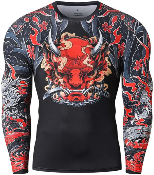 Cody Lundin Men's Compression Shirt with 3D Printing, Tight Gym Top, Long Sleeve Compression Shirt for Men