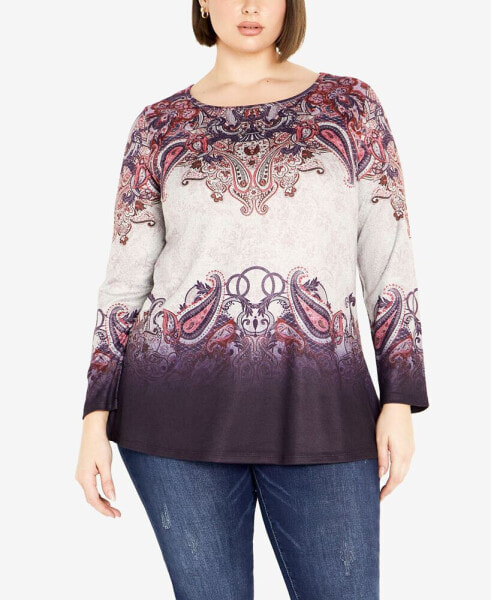 Plus Size Callie Placement Long Sleeve Top