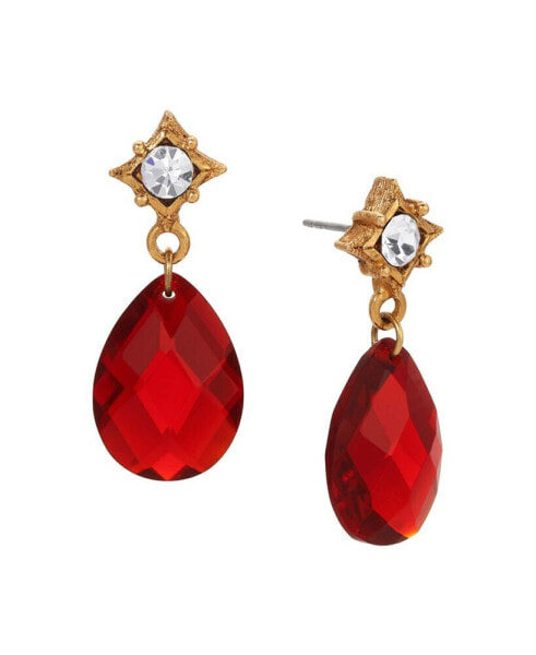 Red Glass Briolette Drop Earrings