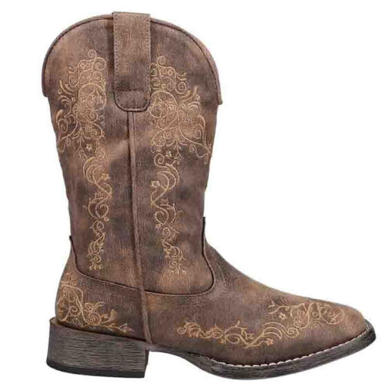 Roper Riley Scroll Embroidered Snip Toe Cowboy Womens Brown Casual Boots 09-021