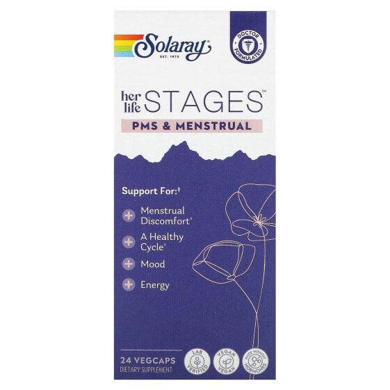 Витамины для женского здоровья SOLARAY Her Life Stages, PMS & Menstrual, 24 капсулы