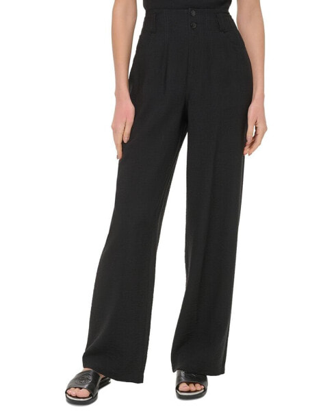 Women's Top-Stitched Crinkle Trousers