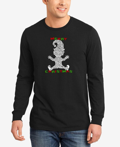 Men's Christmas Elf Word Art Long Sleeve T-shirt
