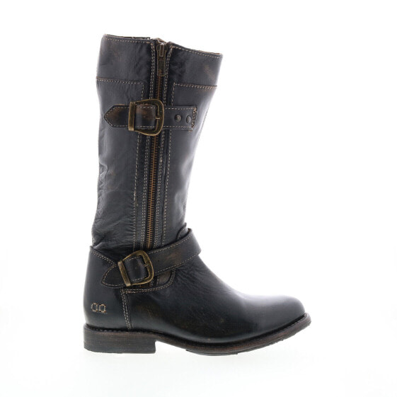 Bed Stu Gogo F321007 Womens Black Leather Hook & Loop Mid Calf Boots