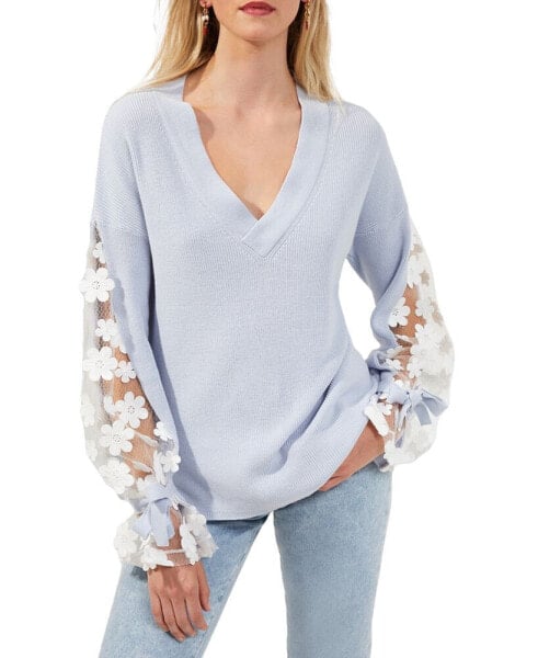 Cotton Lace Bell-Sleeve Top