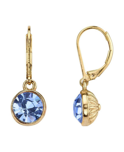 14K Gold-Dipped Lt. Sapphire Blue Faceted Drop Earrings