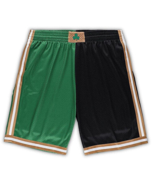 Men's Kelly Green and Black Boston Celtics Big and Tall Hardwood Classics Split Swingman Shorts