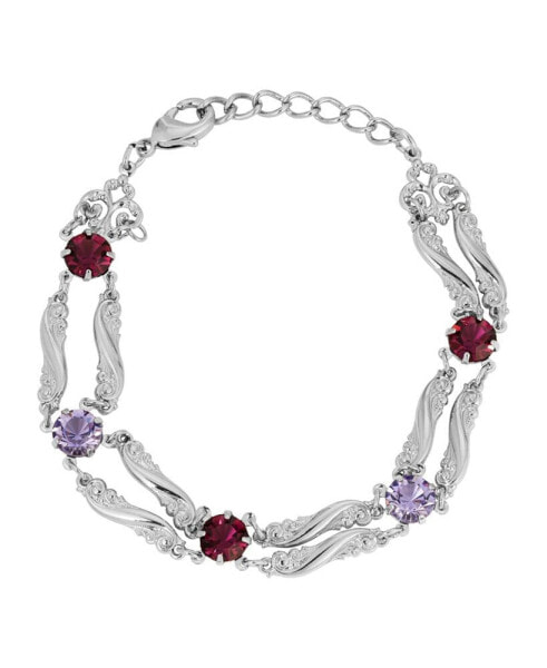 Crystal Silver-Tone Link Bracelet