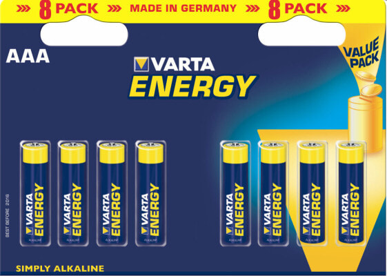 Varta BV-Energy 8 AAA - Single-use battery - AAA - Alkaline - 8 pc(s) - Blue - Yellow - Cylindrical