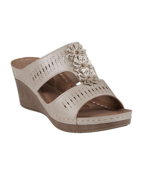 Women's Lisette Flower Perforated Wedge Sandals