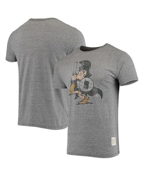 Men's Heathered Gray Michigan State Spartans Vintage-Inspired Logo Tri-Blend T-shirt