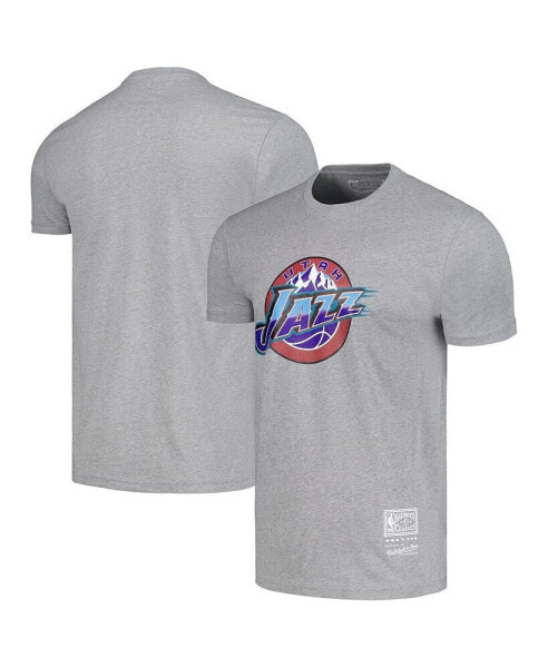 Men's and Women's Gray Utah Jazz Hardwood Classics MVP Throwback Logo T-shirt