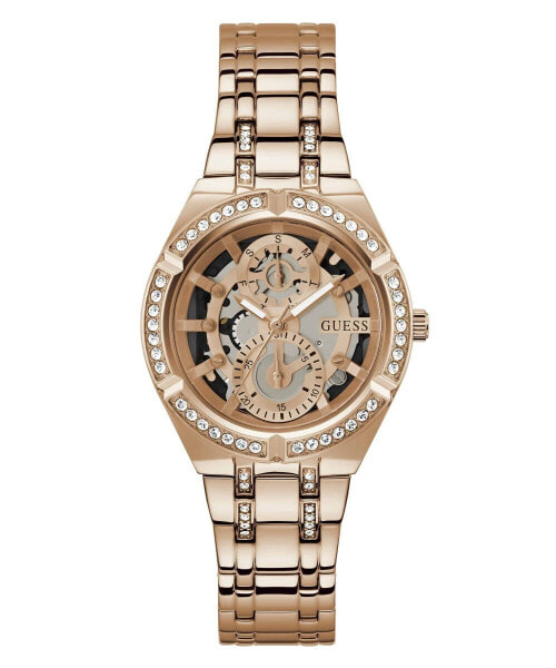 Guess Damen Armbanduhr Allara Multifunktion skeleton Rosegold GW0604L3