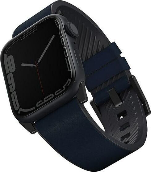 Аксессуар для умных часов Уникальный Pasek Uniq Straden для Apple Watch 4/5/6/7/SE 44/45 мм из кожи и силикона, голубой/синий