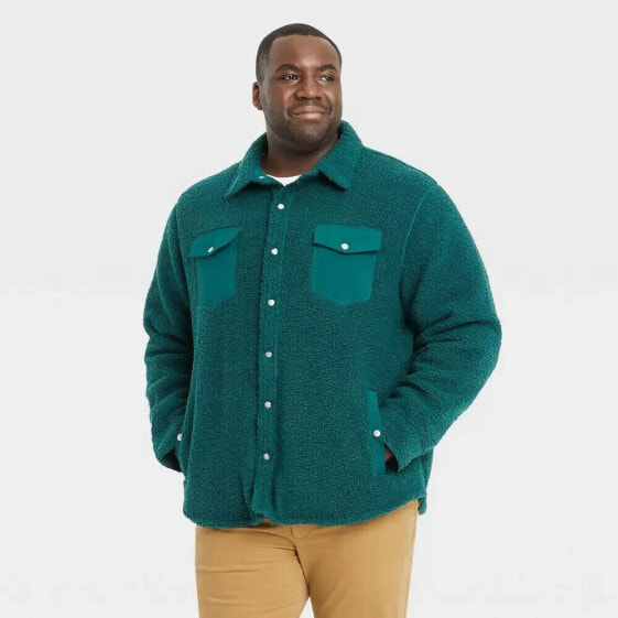 Men's Big & Tall Sherpa Shirt Jacket - Goodfellow & Co Green 3XL TALL