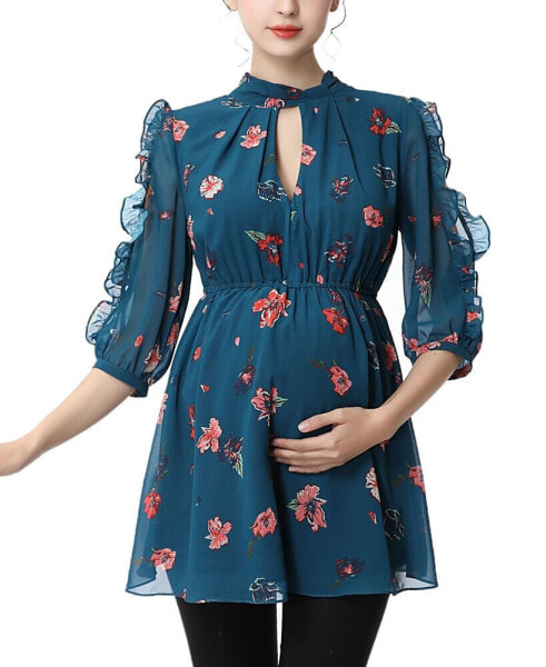 Блузка для беременных с цветочным принтом kimi + kai