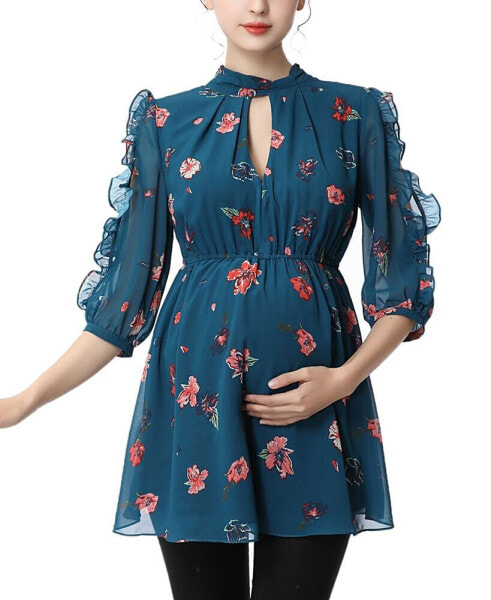 Maternity Floral Print Babydoll Blouse