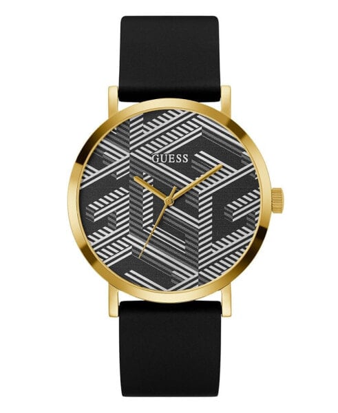 Men's Analog Black Silicone Watch 44mm