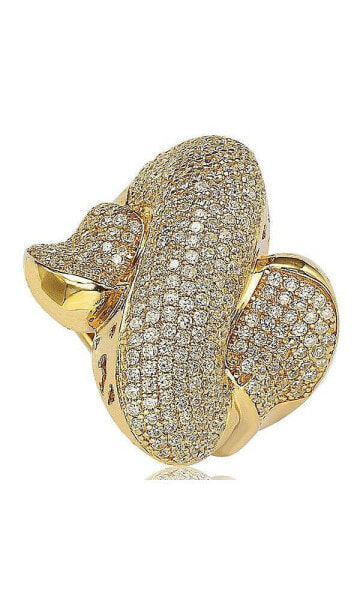 Suzy Levian Sterling Silver Cubic Zirconia Pave Puff "X" Ring
