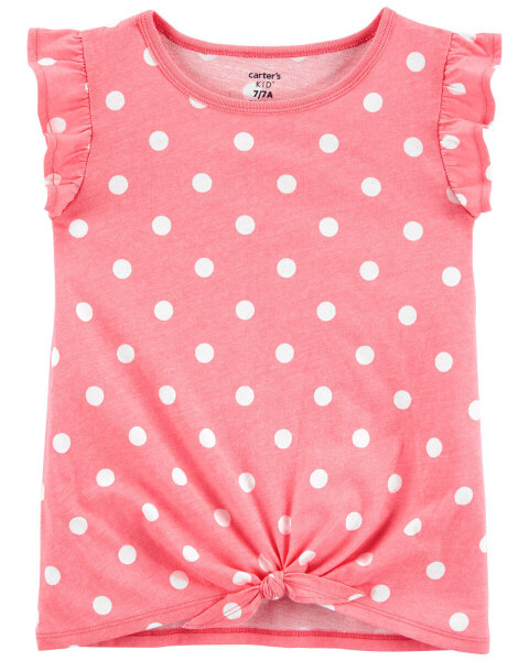 Kid Polka Dot Tie-Front Jersey Tee 8