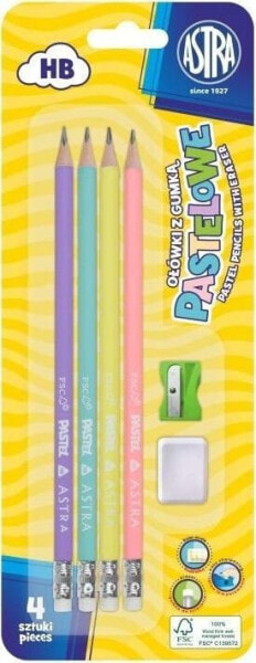 Astra Ołówek pastel HB z miarką 4szt +gumka+ temp. ASTRA