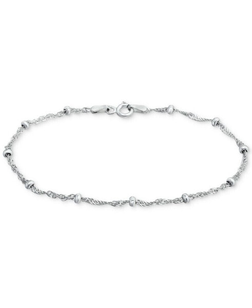 Sterling Silver Bracelet, 7-1/4" Singapore Small Beaded Chain