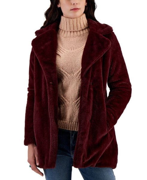 Juniors Faux-Fur Walker Coat