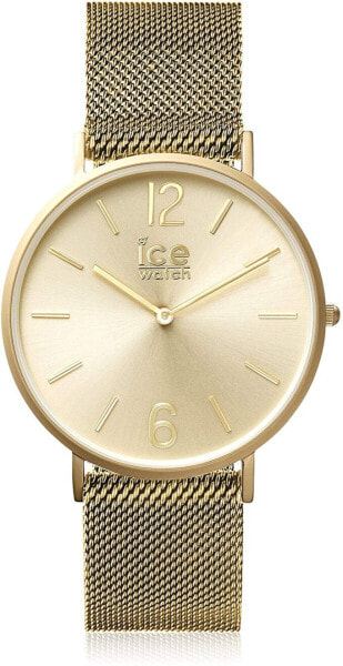 Ice-Watch City Milanese Damen Armbanduhr Quarz mit Edelstahlarmband Gold Matte 012706 Small