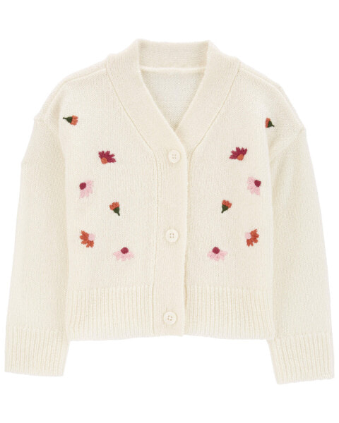 Toddler Floral Sweater Knit Cardigan 2T