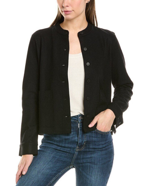 Eileen Fisher Petite Mandarin Collar Wool Jacket Women's