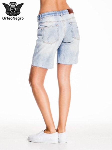 Женские джинсовые шорты Factory Price    с высокой талией, пять карманов, логотип, рваные