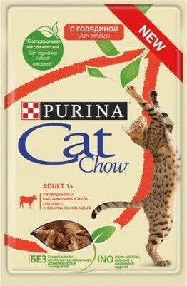Влажный корм для кошек Purina Cat Chow с лососем и фасолью в желе
