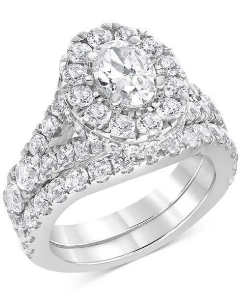 Diamond Oval Halo Bridal Set (4 ct. t.w.) in 14k White Gold