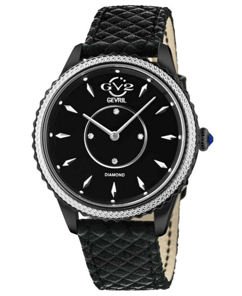 Women's Swiss Quartz Siena Black Leather Watch 38mm