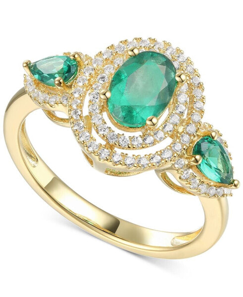 Sapphire (1-1/2 ct. t.w.) & Diamond (1/3 ct. t.w.) Statement Ring in 14k Gold (Also in Emerald)