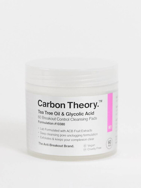 Carbon Theory Tea Tree Oil & Glycolic Acid Breakout Control Cleansing Pads 60 Pads