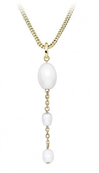 Delicate Gold Plated Real Pearl Necklace SC513 (Chain, Pendant)