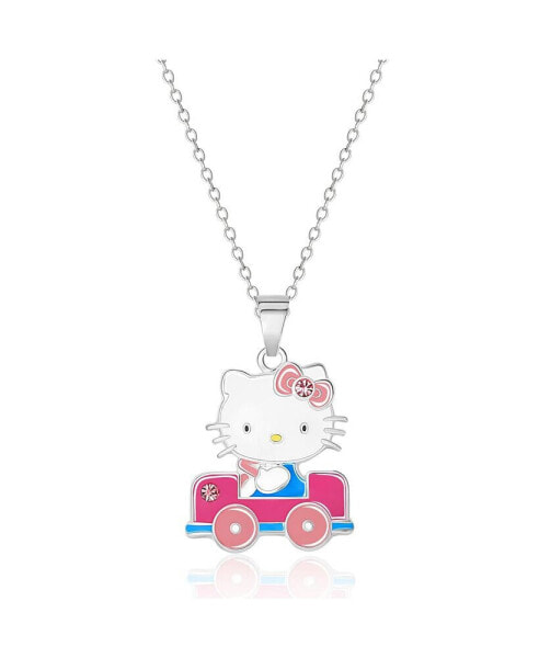 Hello Kitty sanrio Enamel and Pink Cyrstal Car 3D Pendant, 16+ 2'' Chain