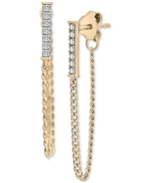 Diamond Bar Front to Back Chain Drop Earrings (1/6 ct. t.w.) in Gold Vermeil, Created for Macy's