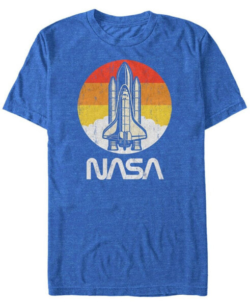 NASA Men's Vintage-Like Distressed Space Shuttle Launch Logo Short Sleeve T-Shirt