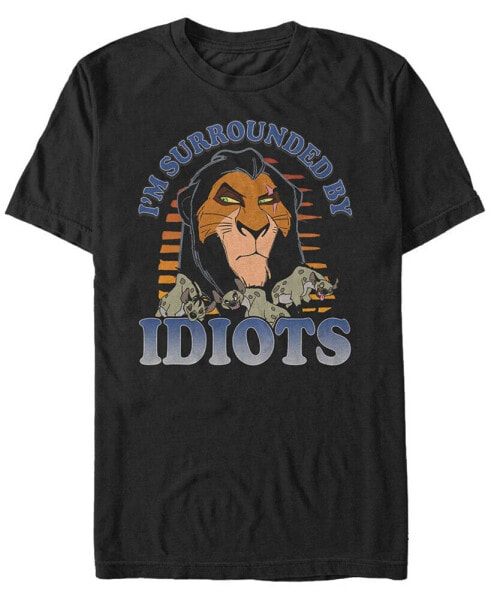 Men's Disney The Lion King Scar Surrounded by Idiots Sunset Poster Short Sleeve T-shirt