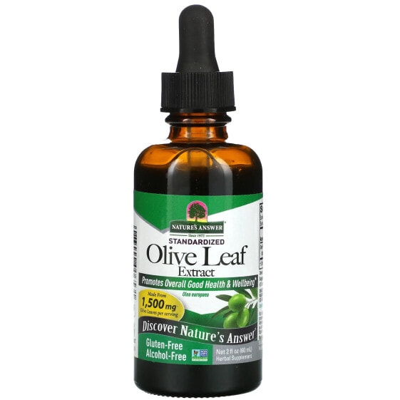 Olive Leaf Extract, Standardized, Alcohol-Free, 1,500 mg, 2 fl oz (60 ml)