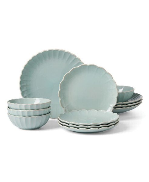 French Perle Solid 12 Piece Dinnerware Set, Service for 4